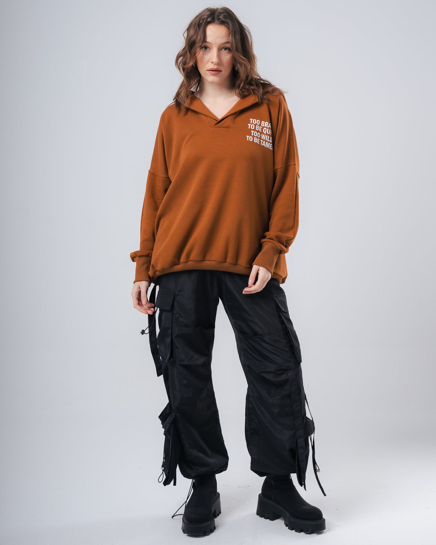 Too brave to be quiet too wild to be tamed Brown sweatshirt