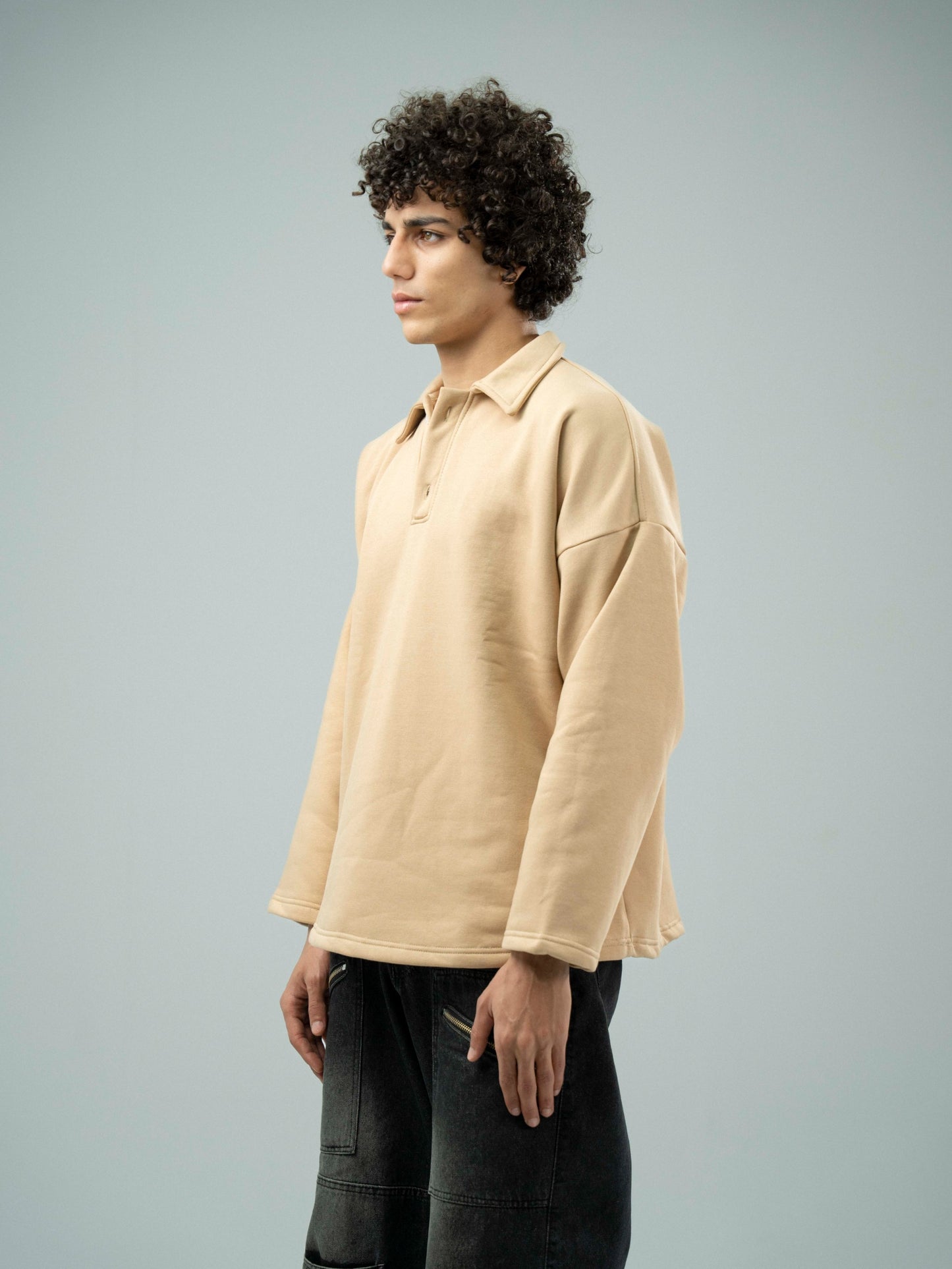 Beige Plain Sweatshirt