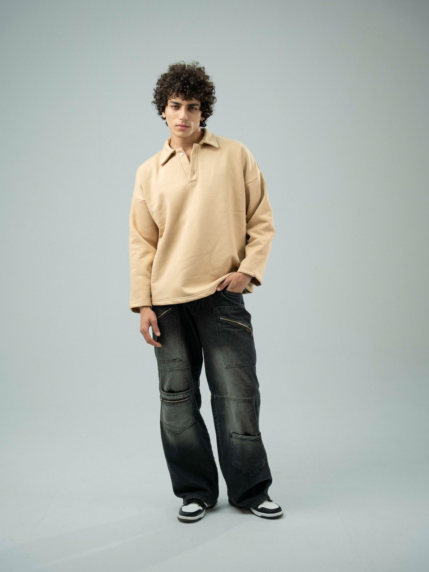 Beige Plain Sweatshirt
