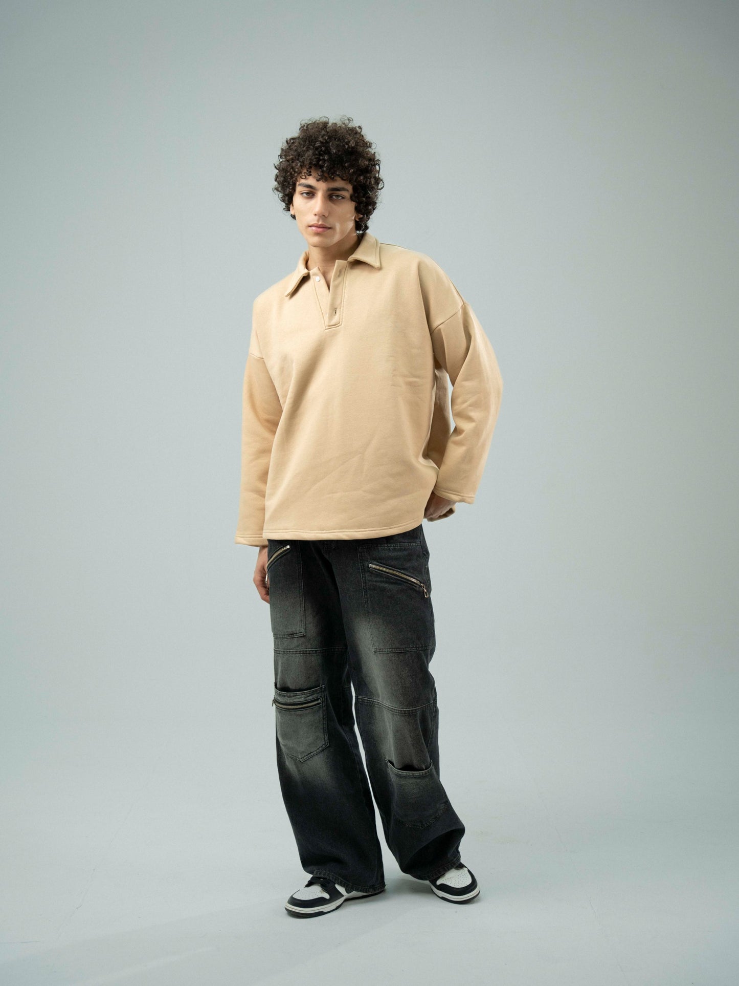 Beige Plain Sweatshirt