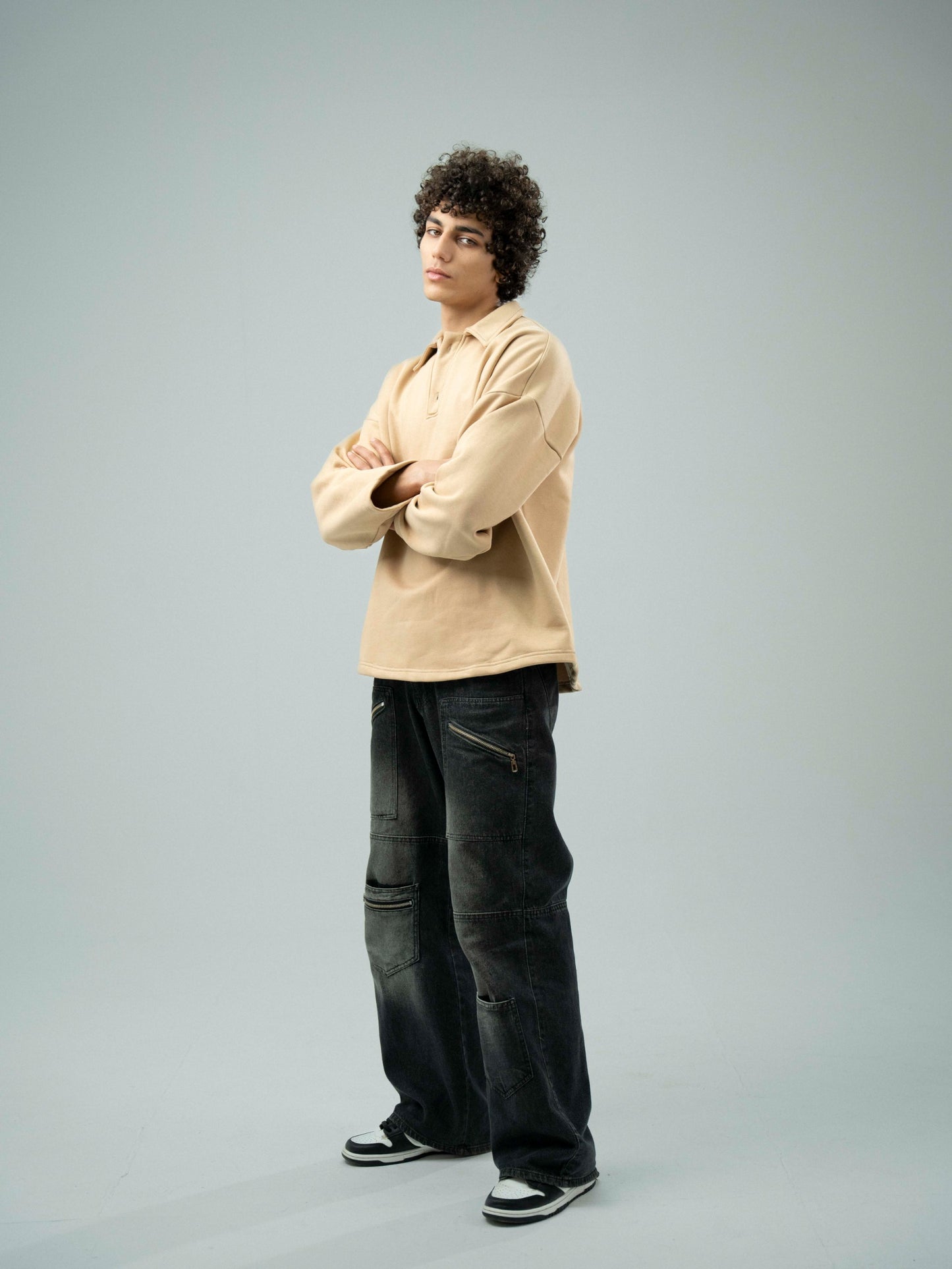 Beige Plain Sweatshirt