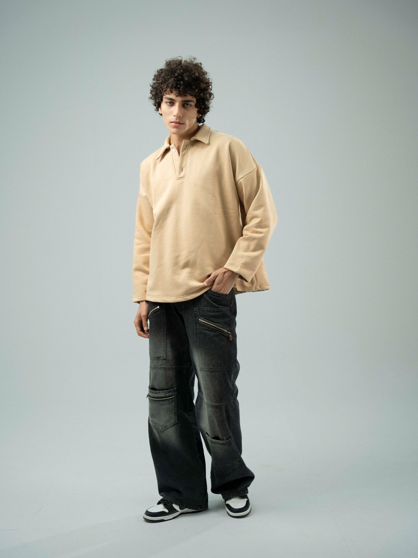 Beige Plain Sweatshirt