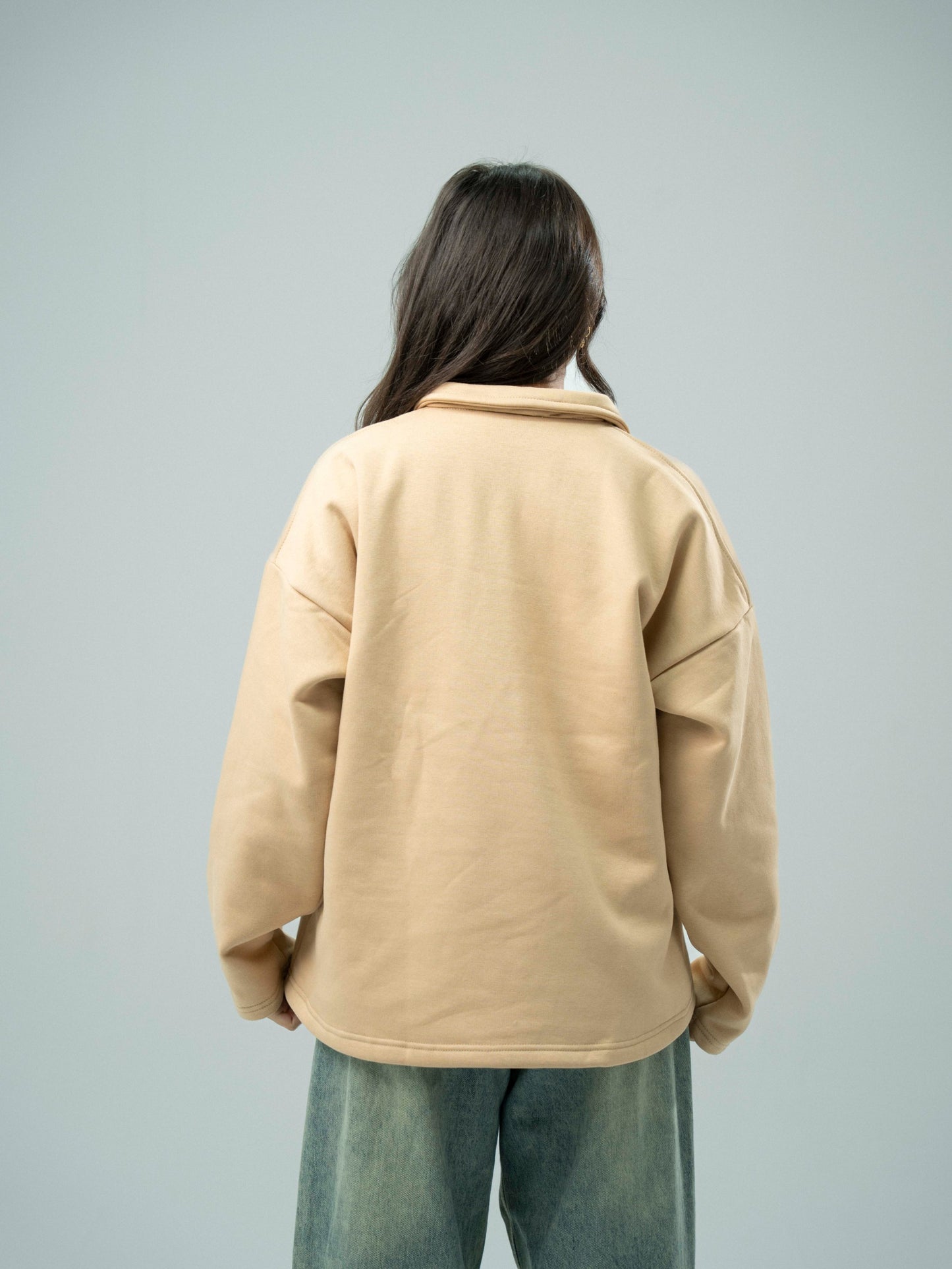Beige Plain Sweatshirt