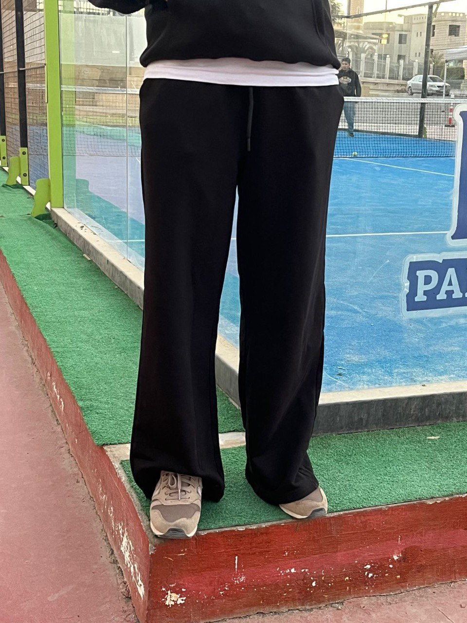 wide leg sweat pants black